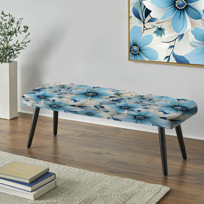 Blue Coastal Harmony - motif floral - banc rembourré noir floral