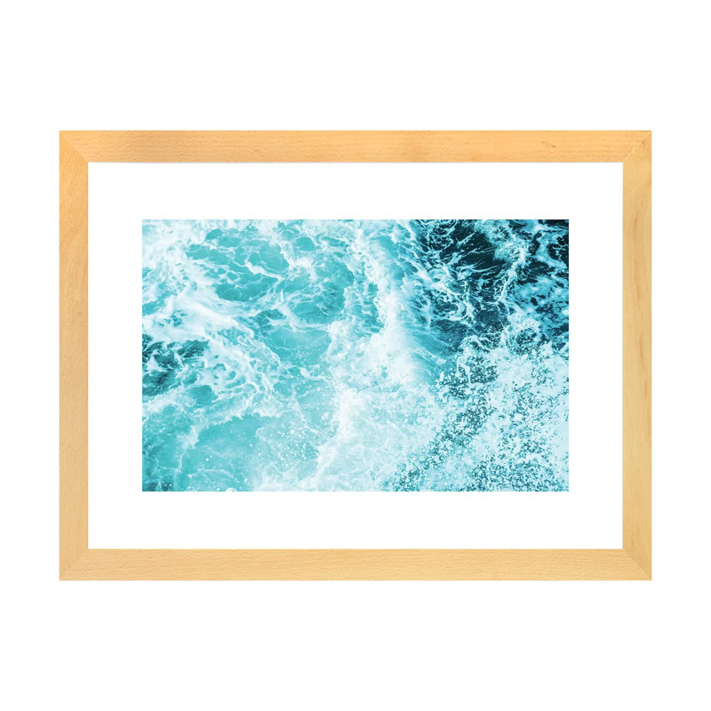 «Perfect Ocean Sea Waves» - Impression sur papier avec cadre flottant, H 24 po x l 32 po x P 1 po