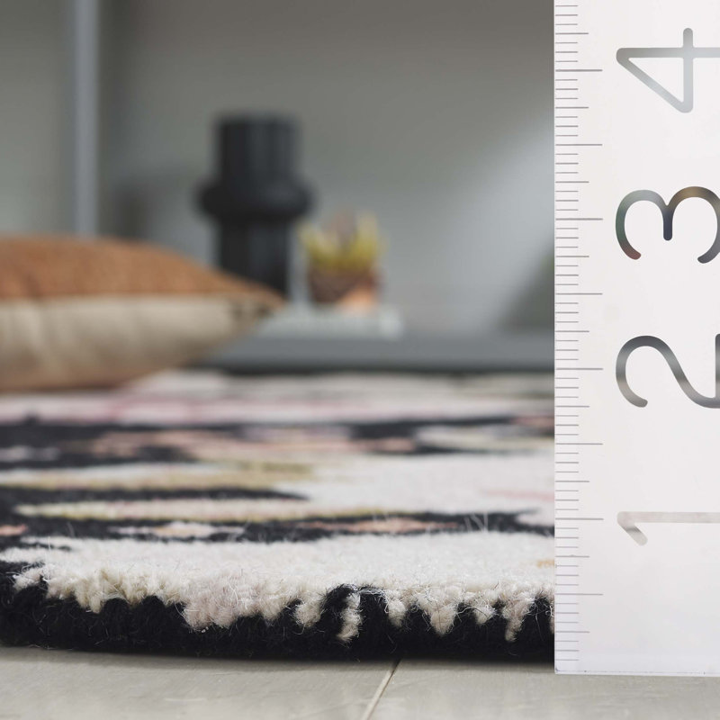 Abren Hand Tufted Wool Pile Floral Rug, Rectangle 8" x 10"