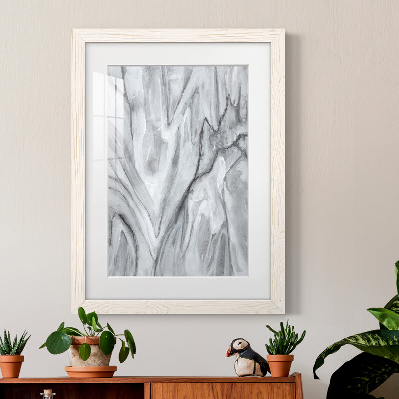 Marbré blanc II - peinture encadrée, Blanc, H 20 po x l 17 po x P 1 po