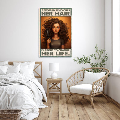 " A Woman Who Cuts Her Hair - 1 Piece Rectangle Graphic Art Print On Wrapped Canvas "