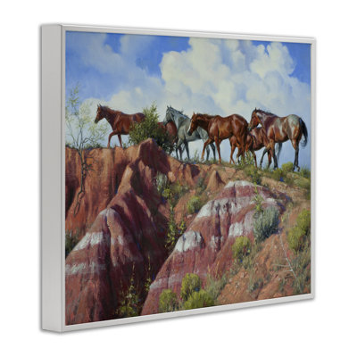 Chevaux enjambant des falaises, art de la giclée encadrée, conception par Jack Sorenson