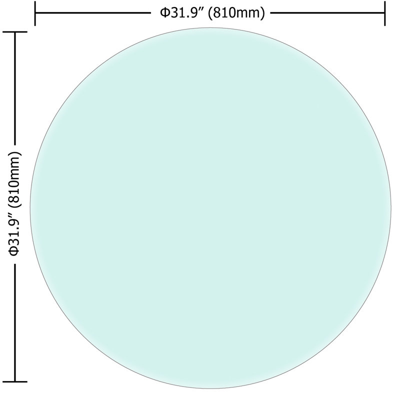 Plateau de table rond en verre Isola, bord biseauté, H 0,4 po x L 32 po x l 32 po