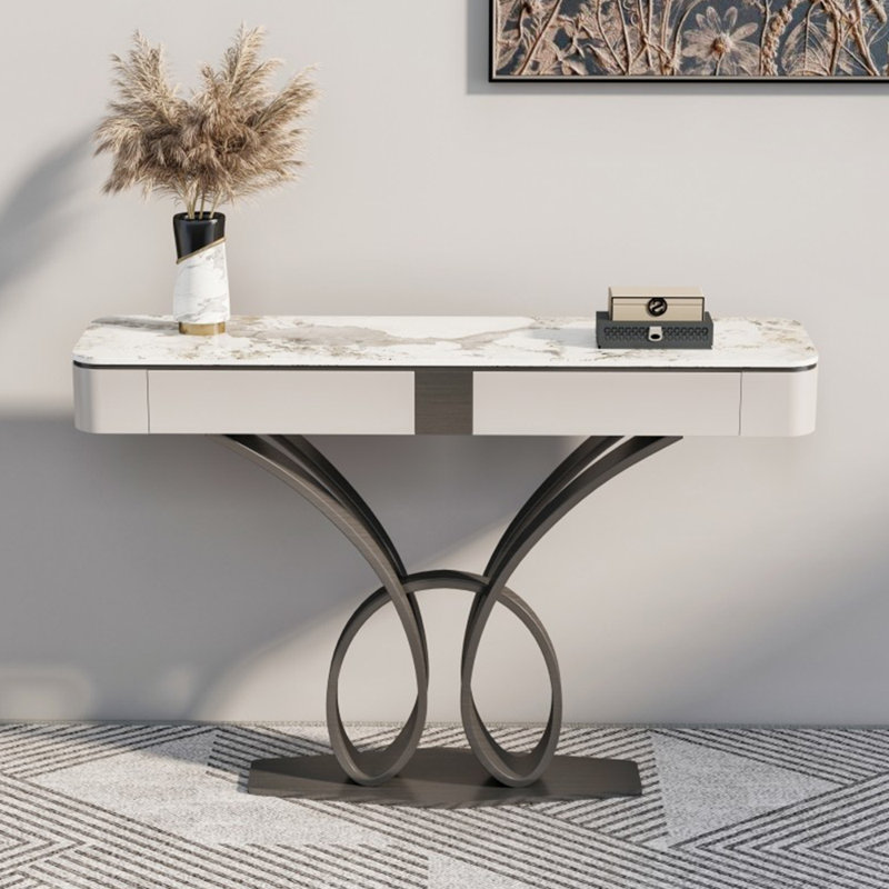 Italian-style luxury sintered stone console table, 35" H x 55" W x 13.7" D