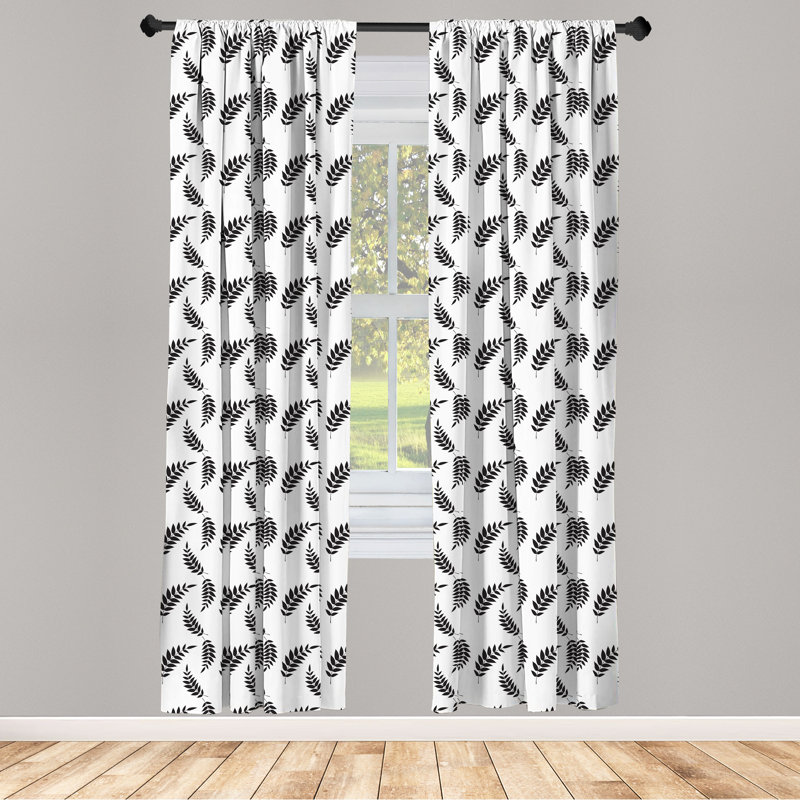 Ambesonne Floral Semi-Sheer Rod Pocket Sliding Panel, 28" x 95"
