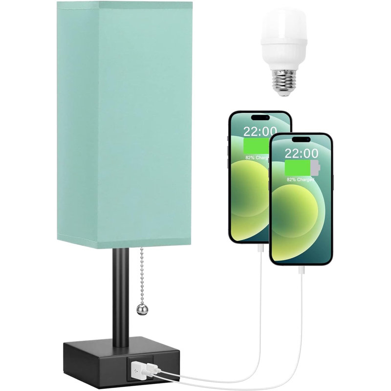 Metal USB Table Lamp, Aqua