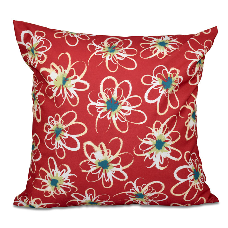 Botanical Blooms Floral Reversible Throw Pillow, 18" H x 18" W, Coral