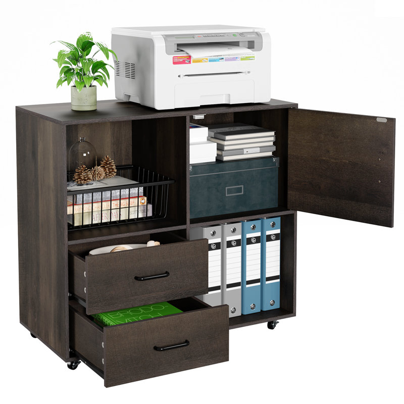 80 cm W 2 -Drawer Filing Cabinet, Dark Brown