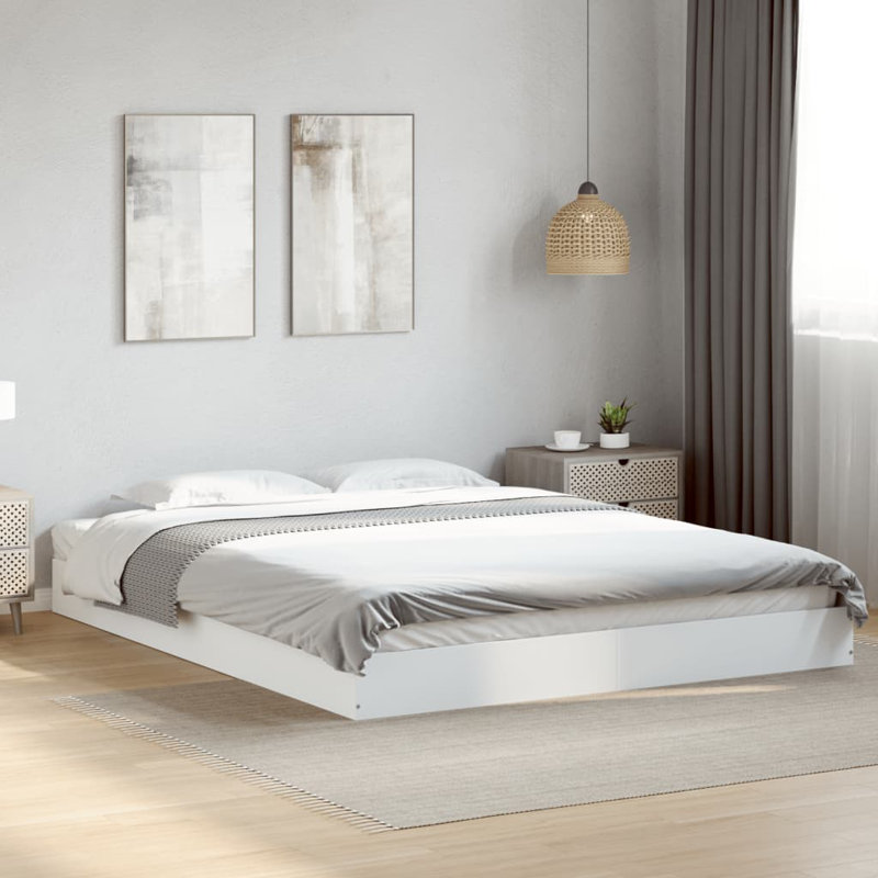 Vidaxl Bed Frame Engineered Wood, Kingsize (5'), White