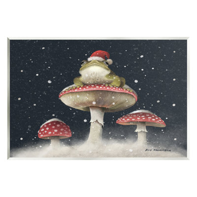 «Frog In Santa Hat Snowy Mushroom» par Roy Thompson, peinture