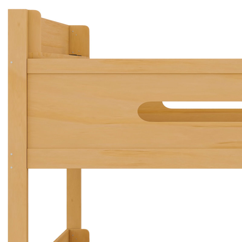 Lit superposé peu encombrant avec tablettes de rangement et ports USB, Couleur du bois