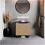 Rangement sous l'évier: H 24,8 po, 2 portes, 2 tablettes, 4 pieds, chêne naturel / wengé noir - Salle de bain-382366569