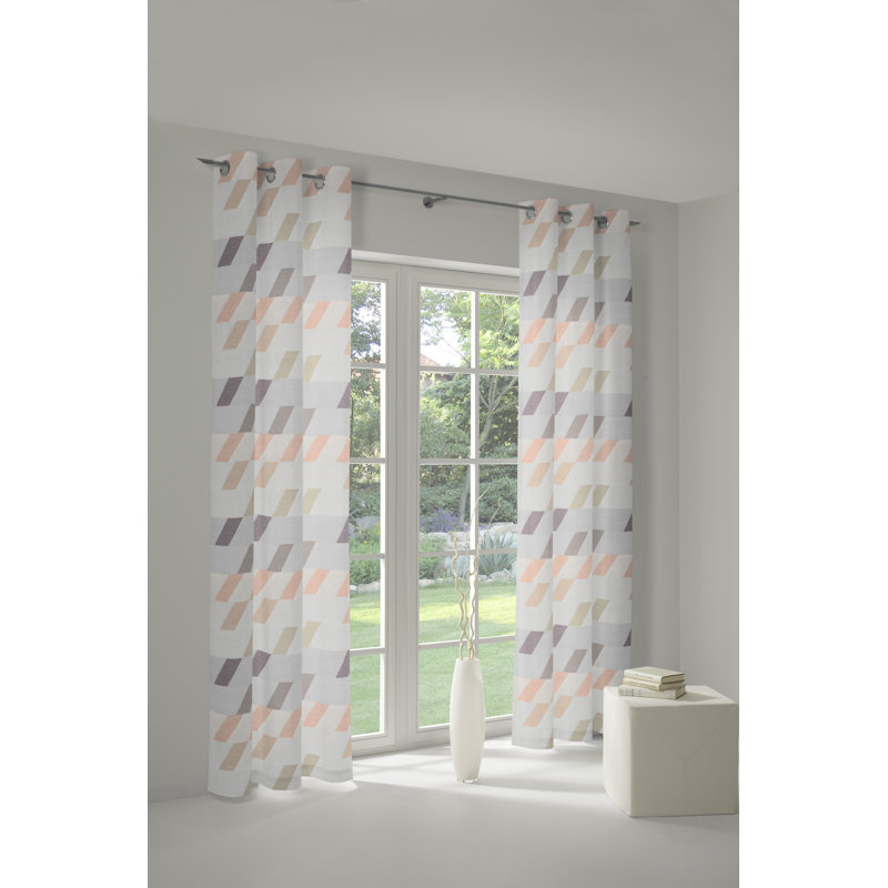 Lopez Room Darkening Curtain Single Panel, 132cm Width x 145cm Drop, Orange/Dark grey/Light grey
