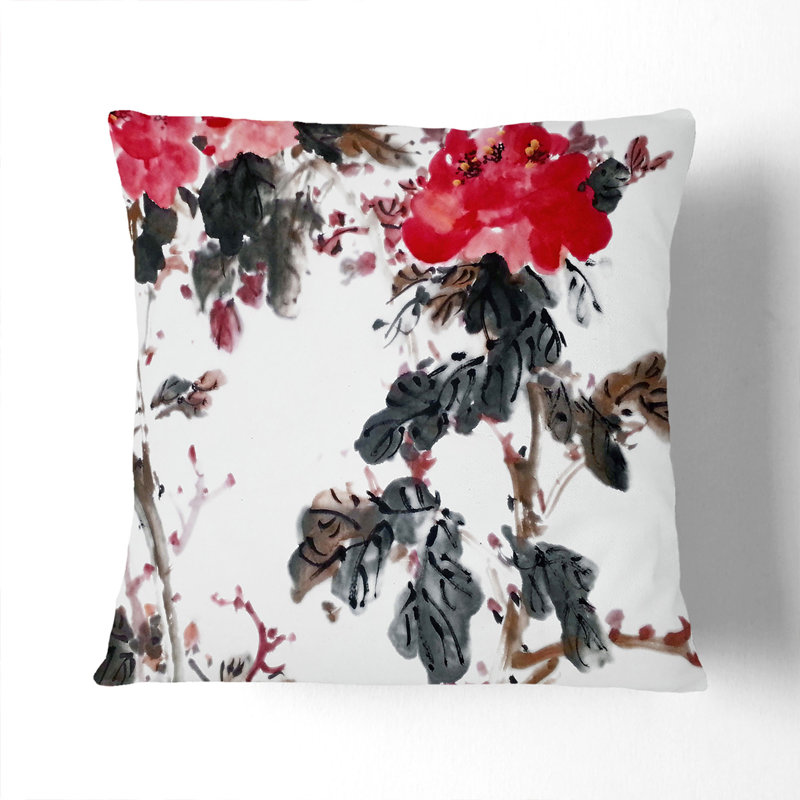 Floral Square Cushion, White, 55cm H x 55cm W x 20cm D