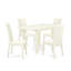 Ensemble de table de salle à manger 5 pièces comprenant une table rectangulaire avec Dropleaf et 4 chaises en bois, lin blanc-527403945-527403946-451402969