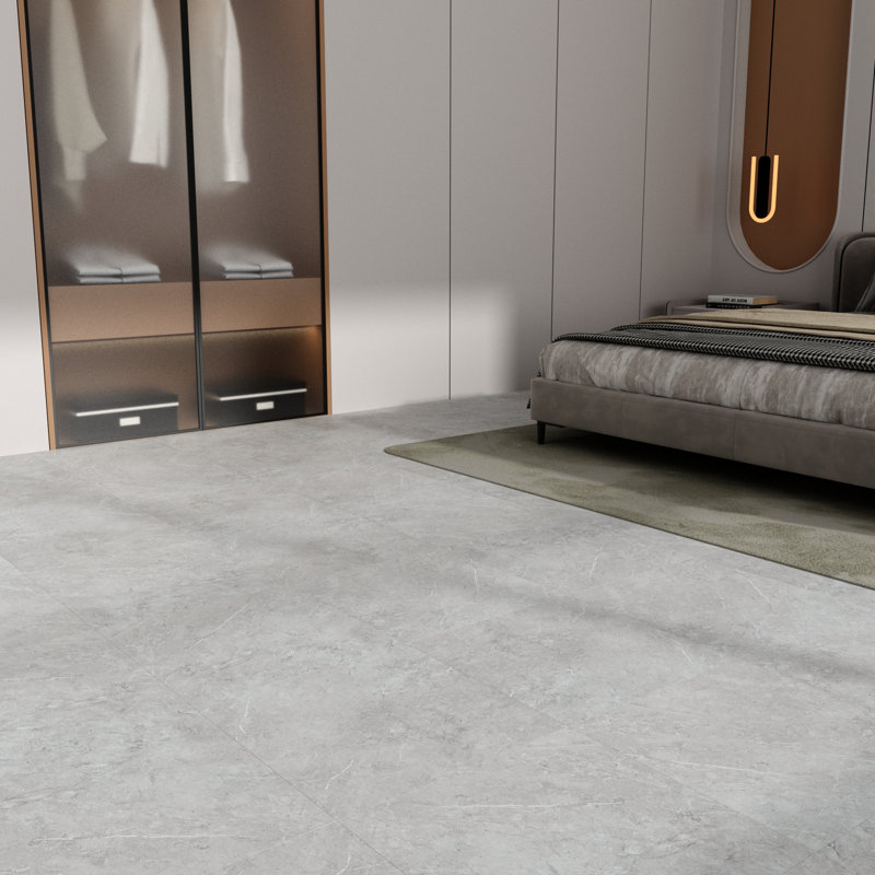 24 Tiles 4MIL x 18" W x 18" L Peel and Stick Vinyl Tile Flooring, DIY Flooring for Kitchen, Dining Room (54 sq.ft./case)