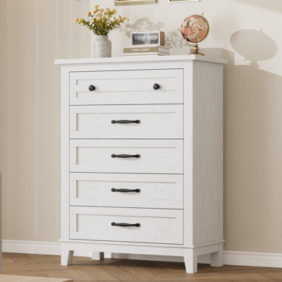 5 Dresser for Bedroom, 41.3 in Tall Vertical Drawer Dresser with Large Storage, Freestanding Wooden Closet Chest for Bedroom, Living Room