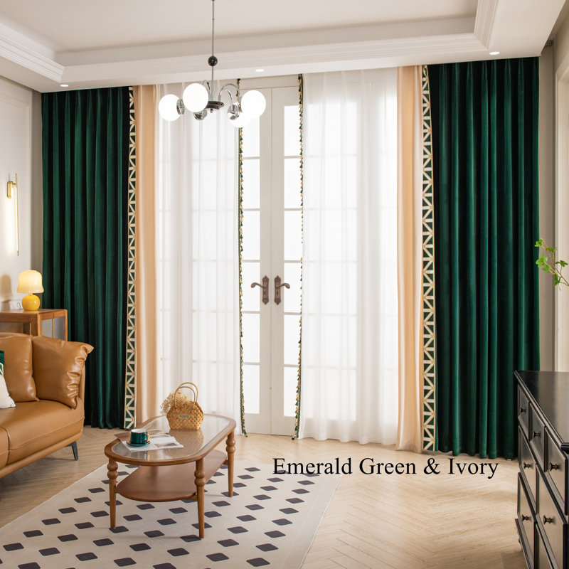 Athena Velvet Room Darkening Pair, 45" W x 108" L, Green