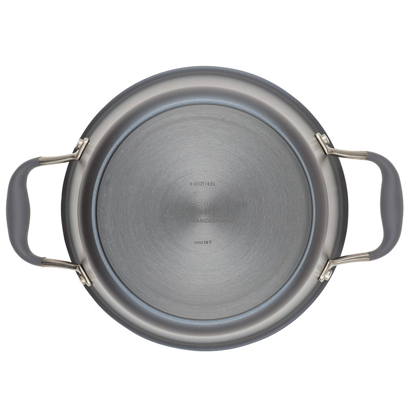 Anolon Advanced Home Hard Anodized Nonstick Saucepot With Lid, 4.5 Quart, Gray