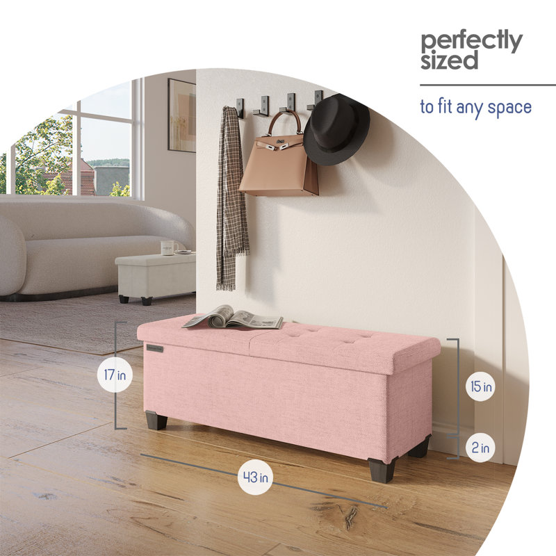 Banc de rangement avec repose-pieds Vérrant, 15"H x 43"W x 15"D, Pink