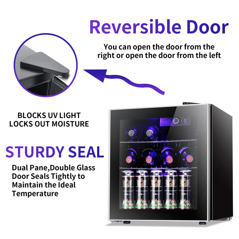 KELIVOL Single Zone 17.7'' Freestanding 8 Bottle Wine Refrigerator with Reversible Door