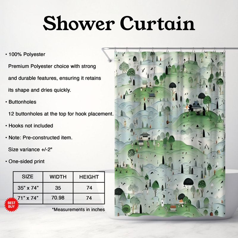 Green Downpour - Premium Shower Curtain, 74"H x 71"W