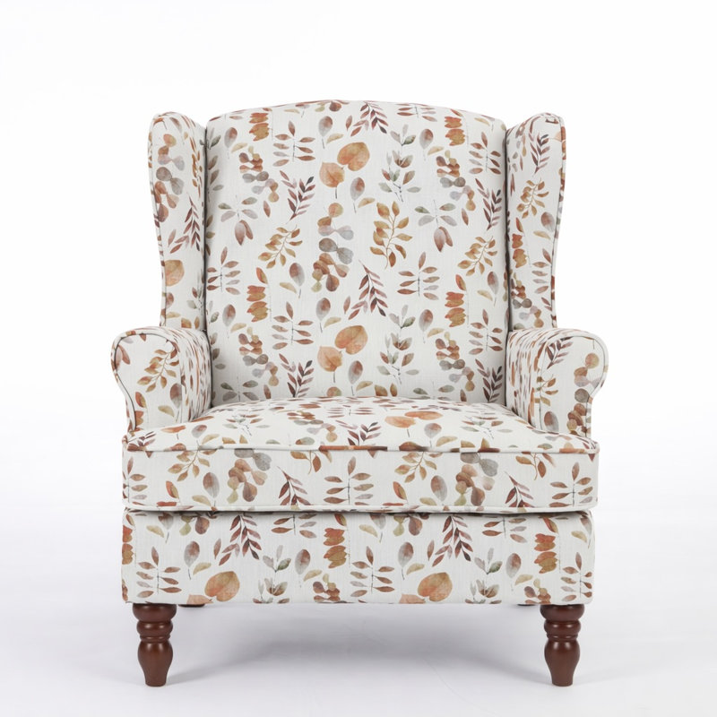 Chaise d'appoint moderne avec pieds en bois rétro, canapé rembourré simple et confortable pour le bureau de la chambre à coucher - Floral