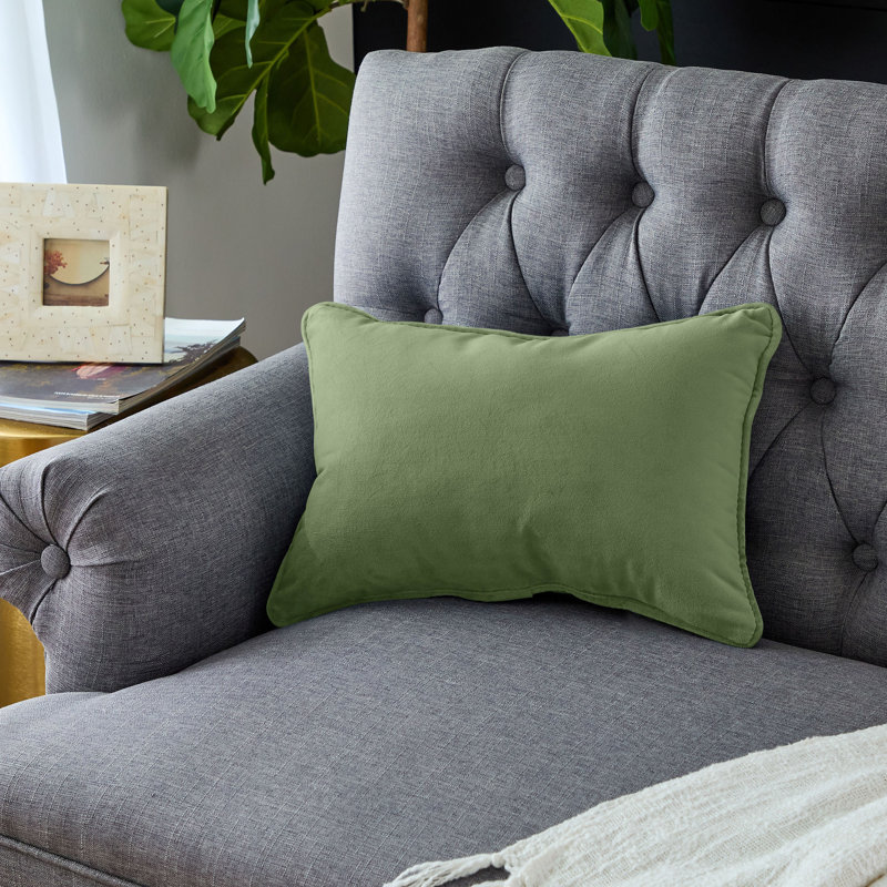  Coussin décoratif intérieur / extérieur en polyester, Vert, H 16 po x l 26 po