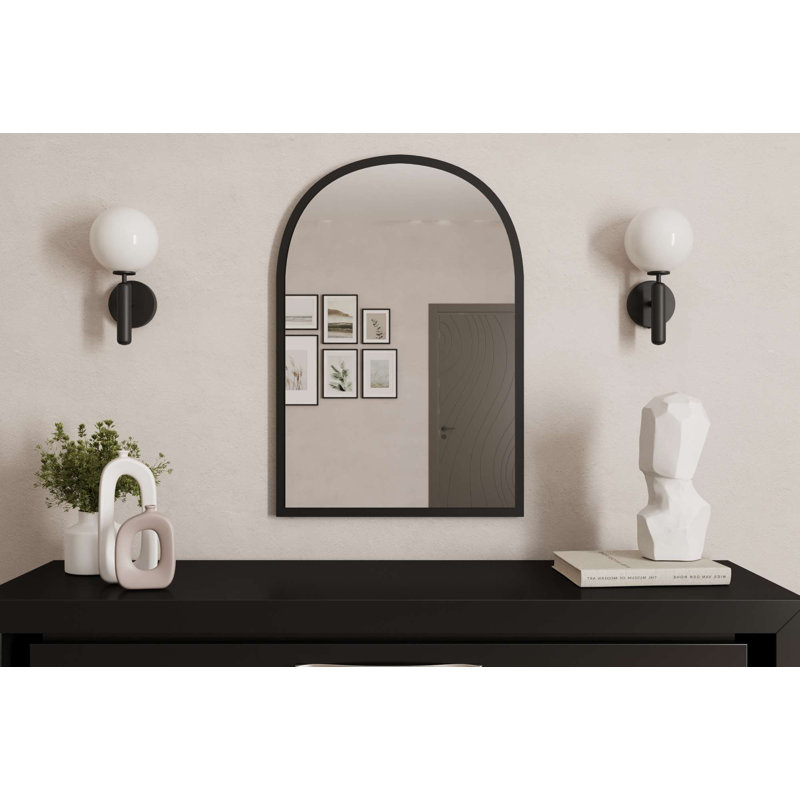 Miroir arqué 100% bois aggloméré, Noir