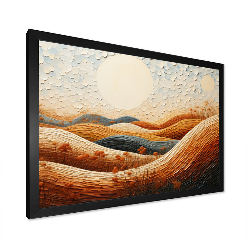 «Beach Dune Dance Pointillism II», reproduction sur toile, H 30 po x l 40 po x P 1,5 po, Cadre photo noir