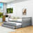 Full Size Wooden Daybed with Pull-Out Trundle and Storage Drawers-628839758