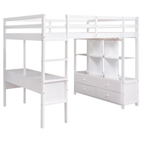 Harriet Bee Erjon Kids Full Loft Bed with Drawers & Reviews | Wayfair