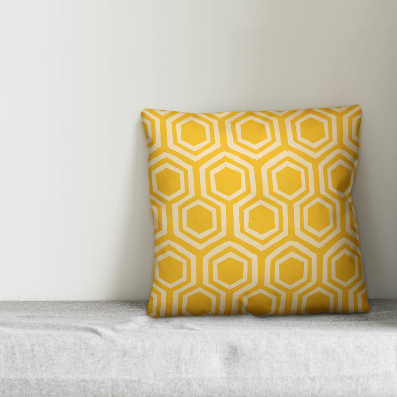 Geometric Reversible Throw Pillow, Yellow