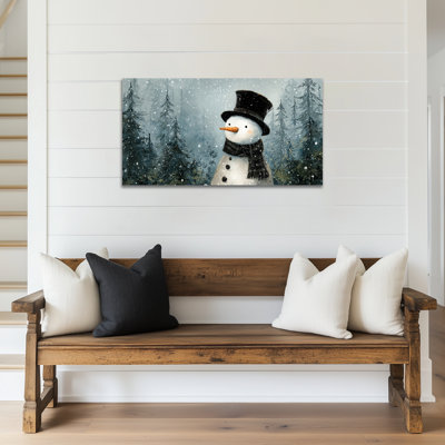 Art mural sur toile bonhomme de neige GUTTATY, peinture sur toile de Noël, impressions sur toile de scène d'hiver, affiche d'art de Noël forêt de neige, décoration murale saisonnière pour salon, chambre à coucher, cadeau des Fêtes, 60 po x 30 po
