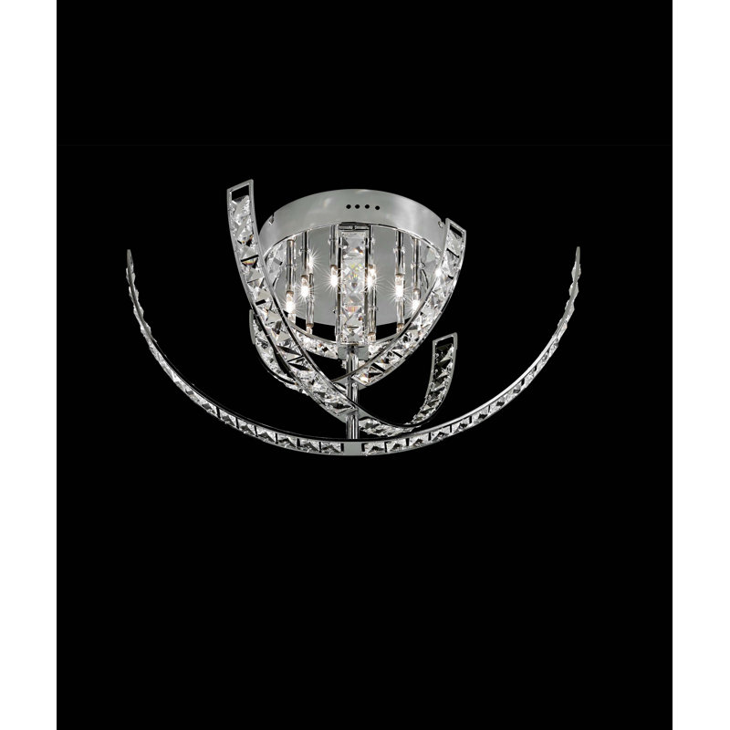 Ceiling light 12-flame, 50 cm, Swarovski crystal, white and polished chrome
