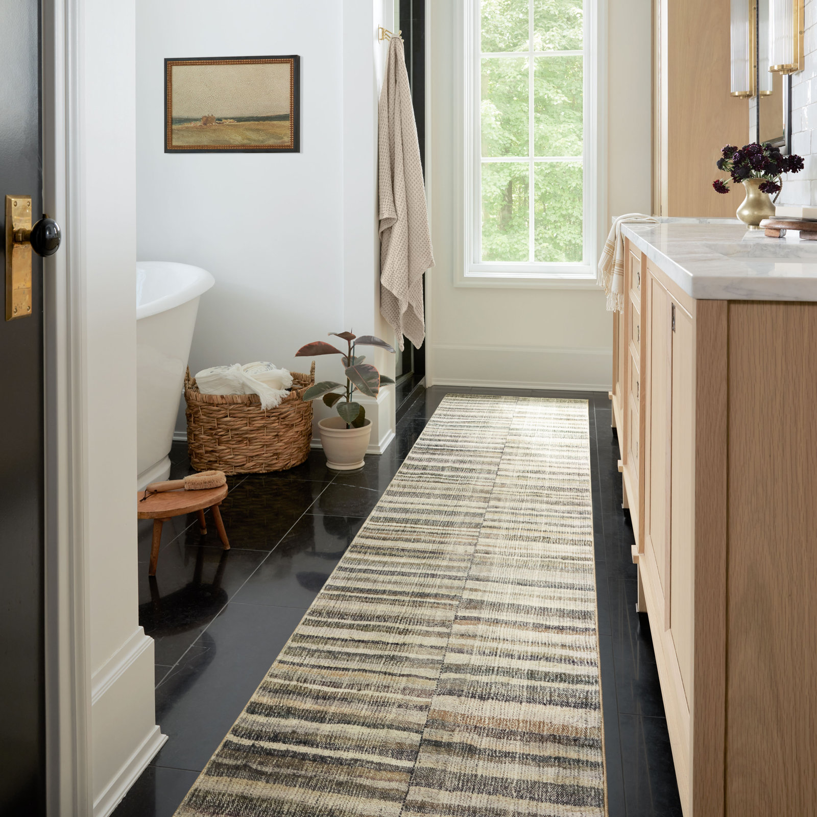 Chris Loves Julia x Loloi Humphrey Brown Green Rug, Runner 2'3" x 11'6"