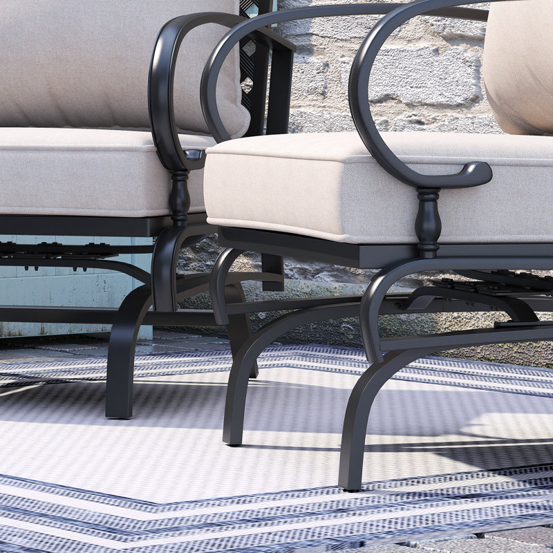 Chaise de patio avec coussins Balderston, Ivoire ivoire