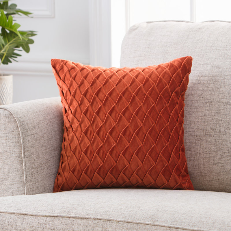 Rust Textured Velvet 18" x 18" Throw Pillow Cover