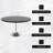 Heatherton 48" Round Dining Table with MDF Top Kitchen Table and Silver Stainless Steel Pedestal Base Seats 2-6 Person-1877259284
