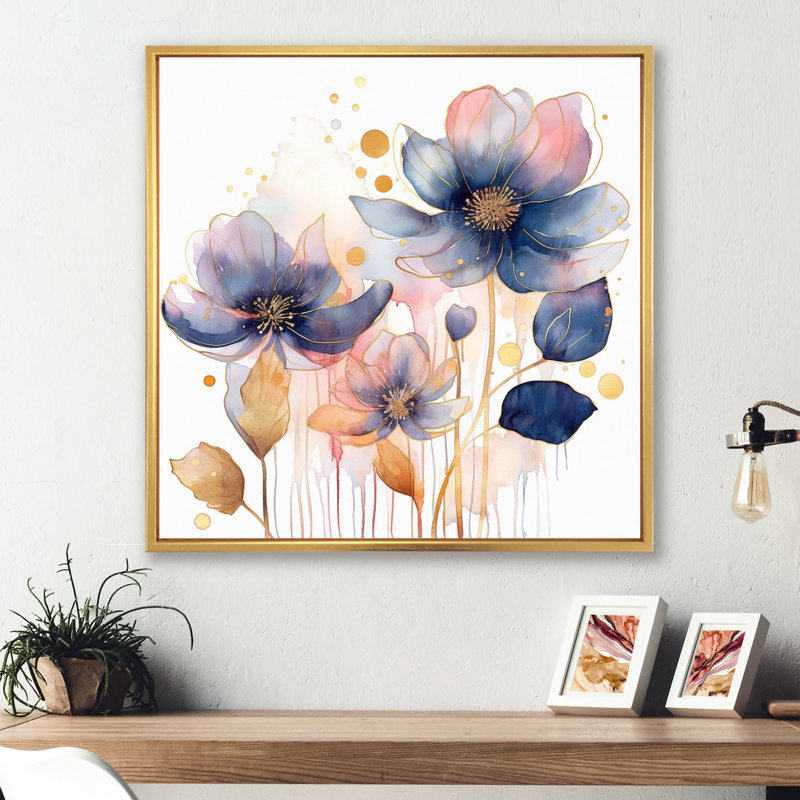 «Blue Pink Harmony In Chaos» sur impression sur toile, H 24 po x l 24 po x P 1 po, Cadre flottant doré