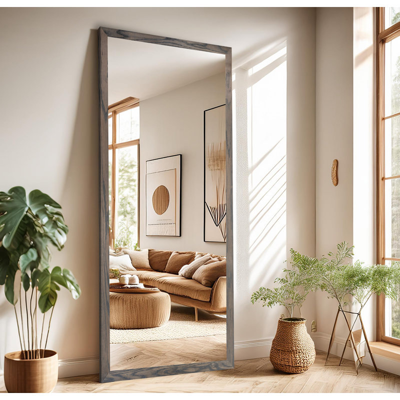 Miroir en bois franc Ebark Designs Ebark - chêne rouge 2 po, 69 po x 30 po, Gris carbone