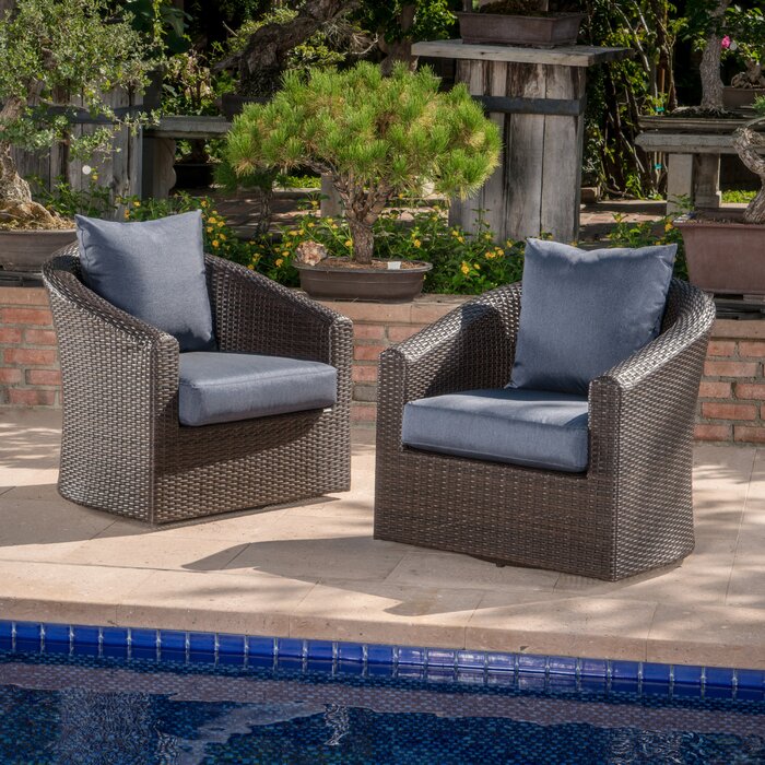 Red Barrel Studio® Dierdre Swivel Patio Chair with Cushions & Reviews ...