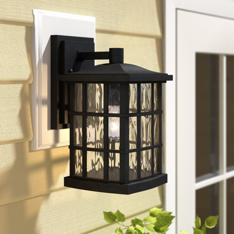 Cayman Outdoor Wall Lantern, 10.5" H x 6.5" W x 7.5" D, Mystic Black