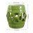 Lucky Coins 16" Contemporary Matte Green Ceramic Cutout Interlocking Rings Drum Garden Stool, Indoor & Outdoor Accent Side Table, Seat & Plant Stand-1353726570