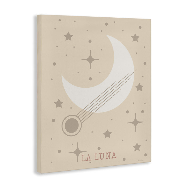 Toile Minimal Moon avec étoiles, design par Daniela Santiago, H 48 po x l 36 po