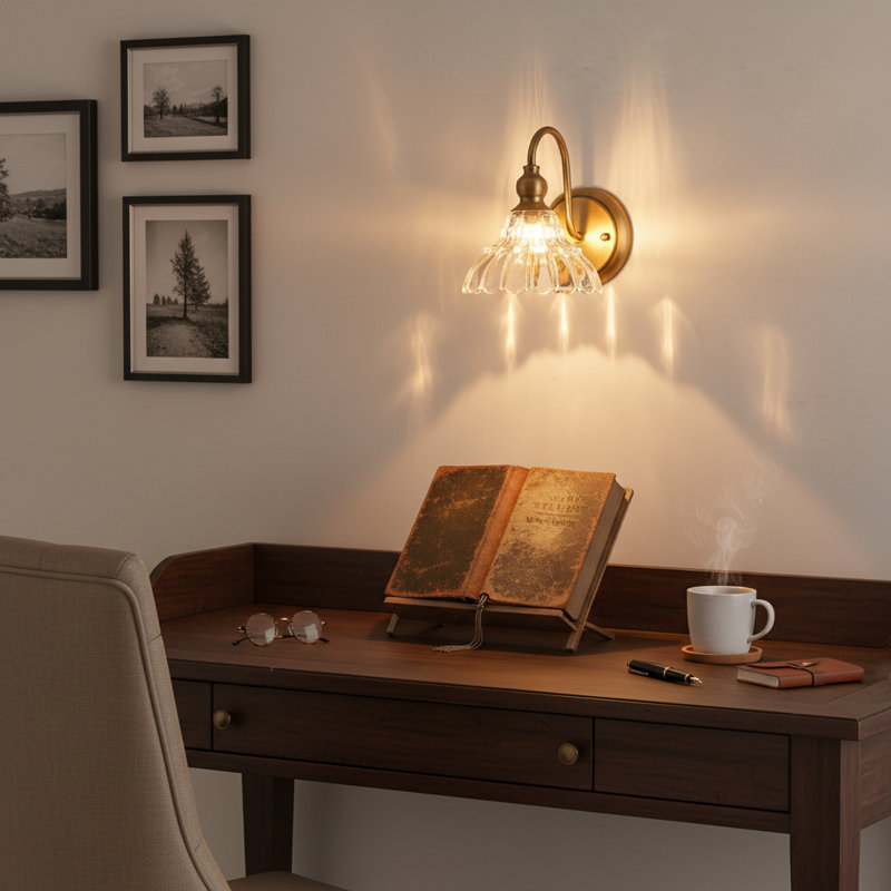 Vintage Brass Wall Sconce Bronze Bathroom Wall Light, Brass, 1, 11.8*6.7*8.66