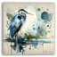 Blue Reverie - Héron abstrait sur toile-97768908
