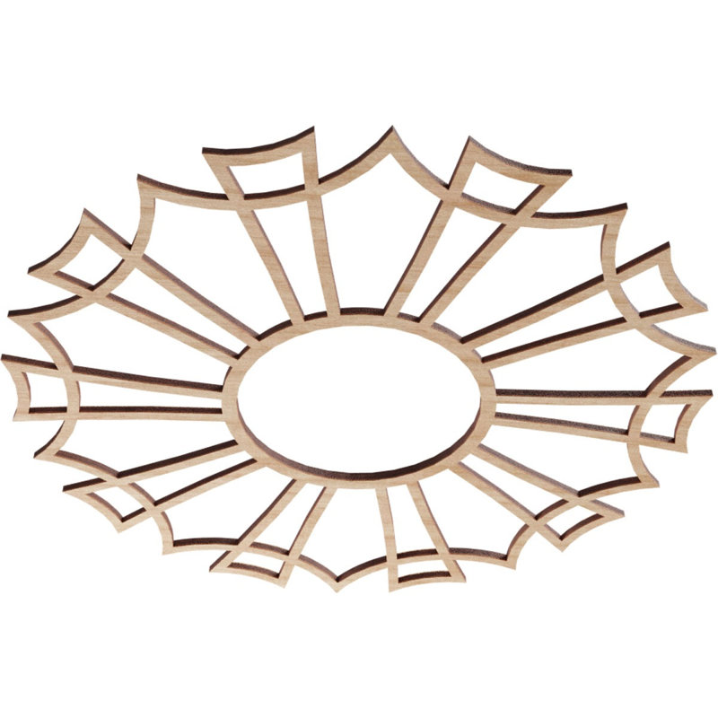 Médaillon de plafond ajouré en bois d'aulne 16 po x P 5 5/8 po x T 1/4 po, Aulne, H 16 po x l 16 po x P 0,25 po