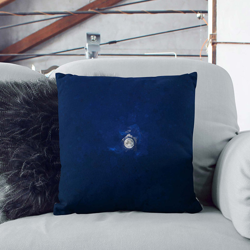Moon Through the Clouds Cushion with Filling, 55cm H x 55cm W x 20cm D, Black
