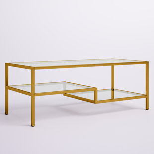 Solid Brass Tube Glass Top Rectangular Coffee Table For Sale at